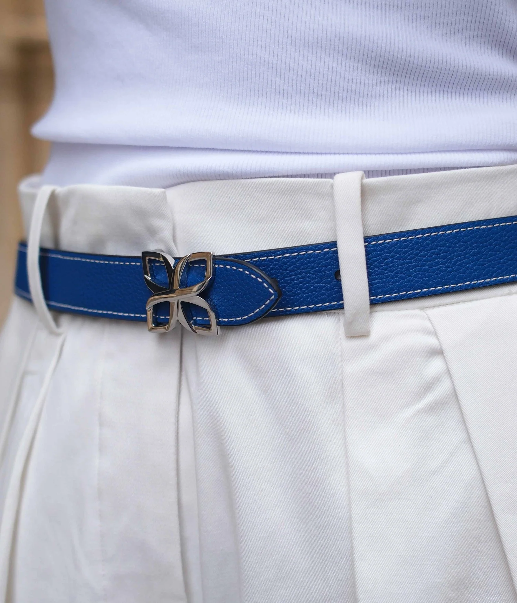 Ceinture Hortensia Argenté 25mm | Bleu Marine Bleu Cobalt - Image 3