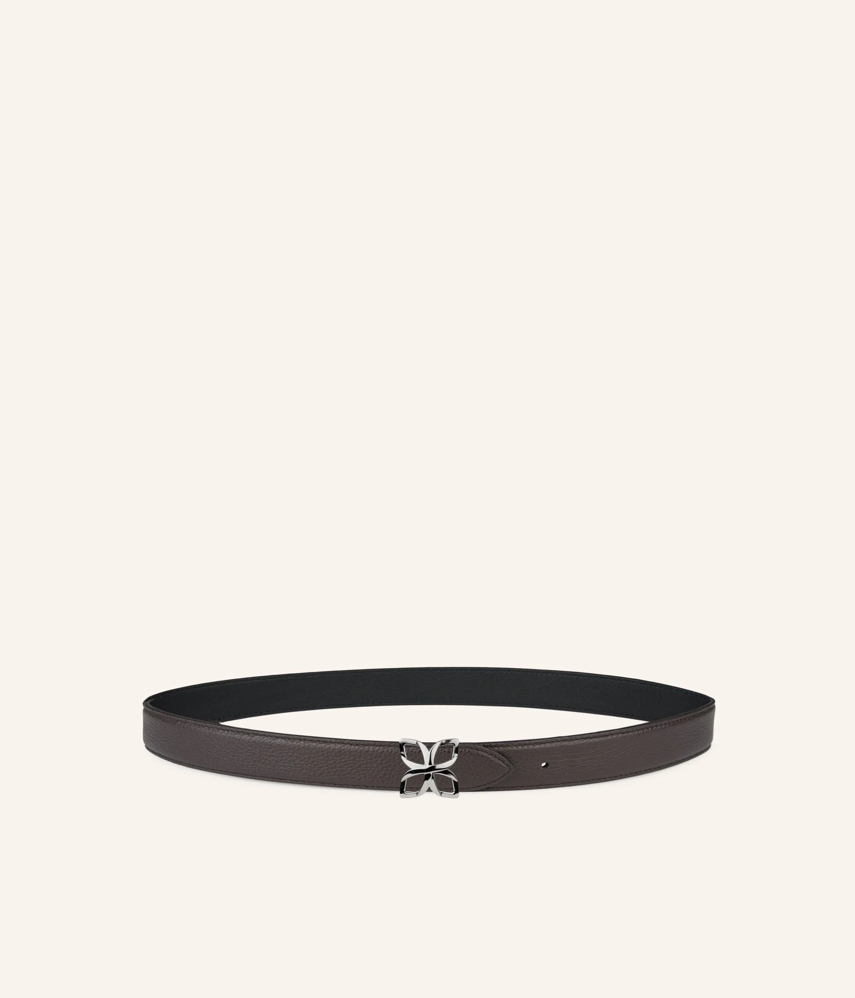 Ceinture Hortensia Argenté 25mm | Espresso Noir Lisse