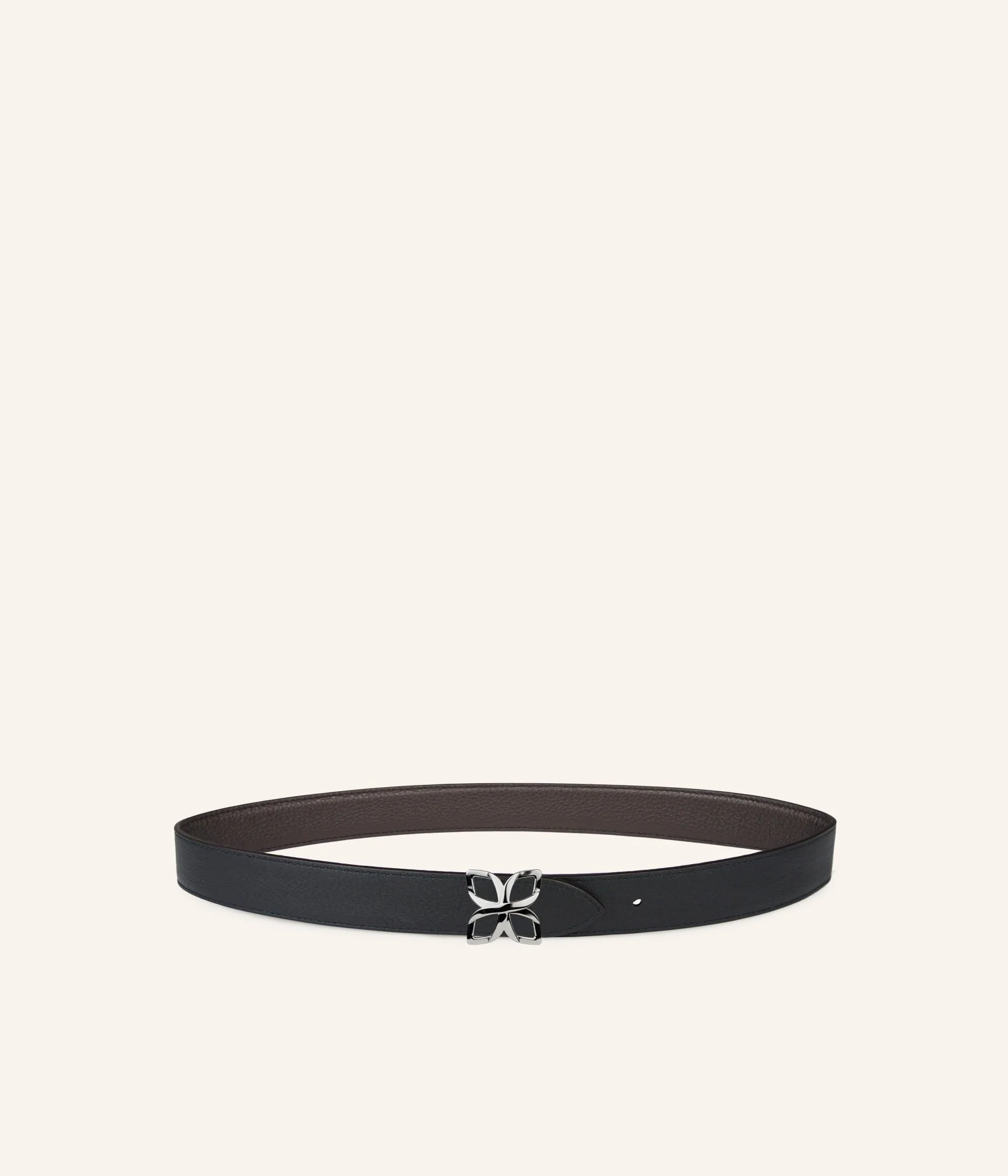 Ceinture Hortensia Argenté 25mm | Espresso Noir Lisse - Image 2