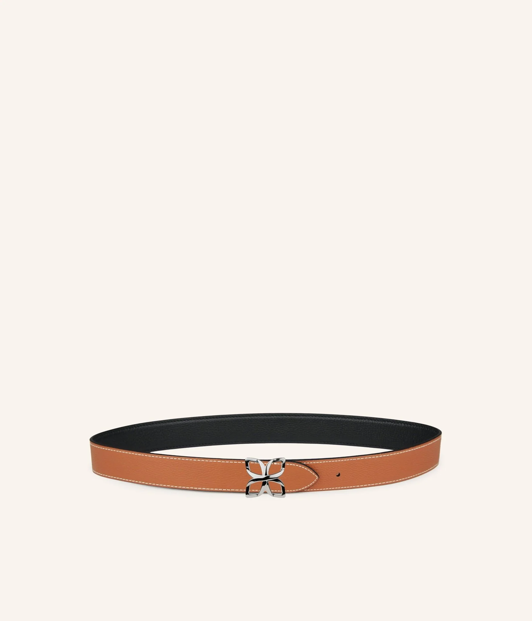 Ceinture Hortensia Argenté 25mm | Noir Caramel - Image 2