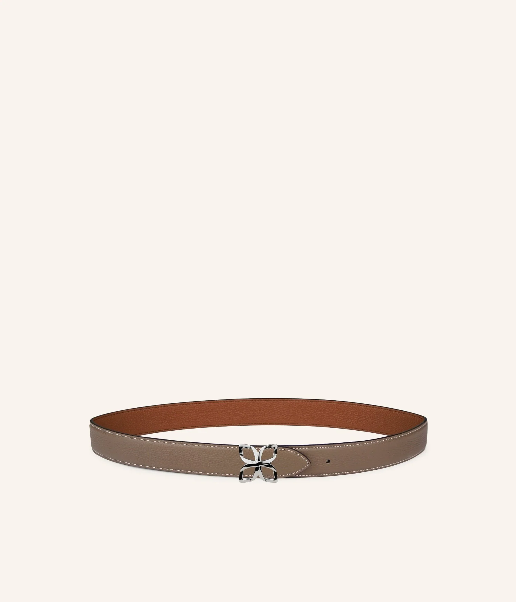 Ceinture Hortensia Argenté 25mm | Taupe Marron
