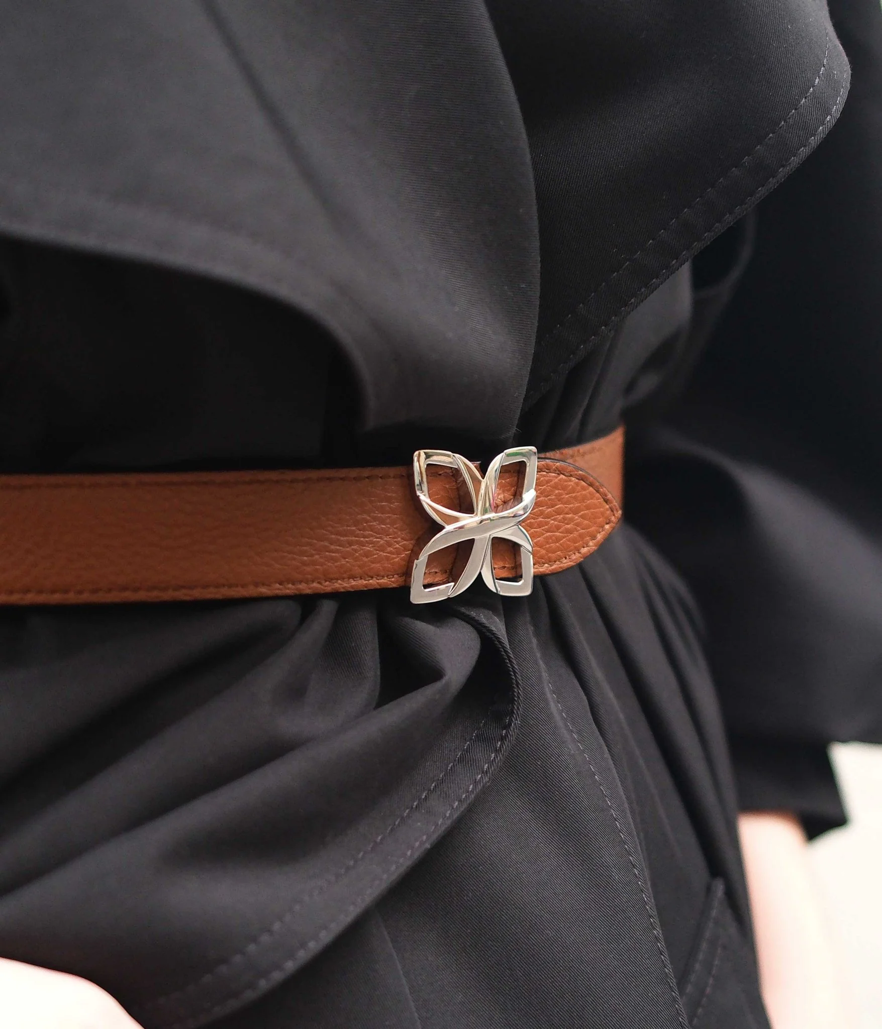 Ceinture Hortensia Argenté 25mm | Taupe Marron - Image 4