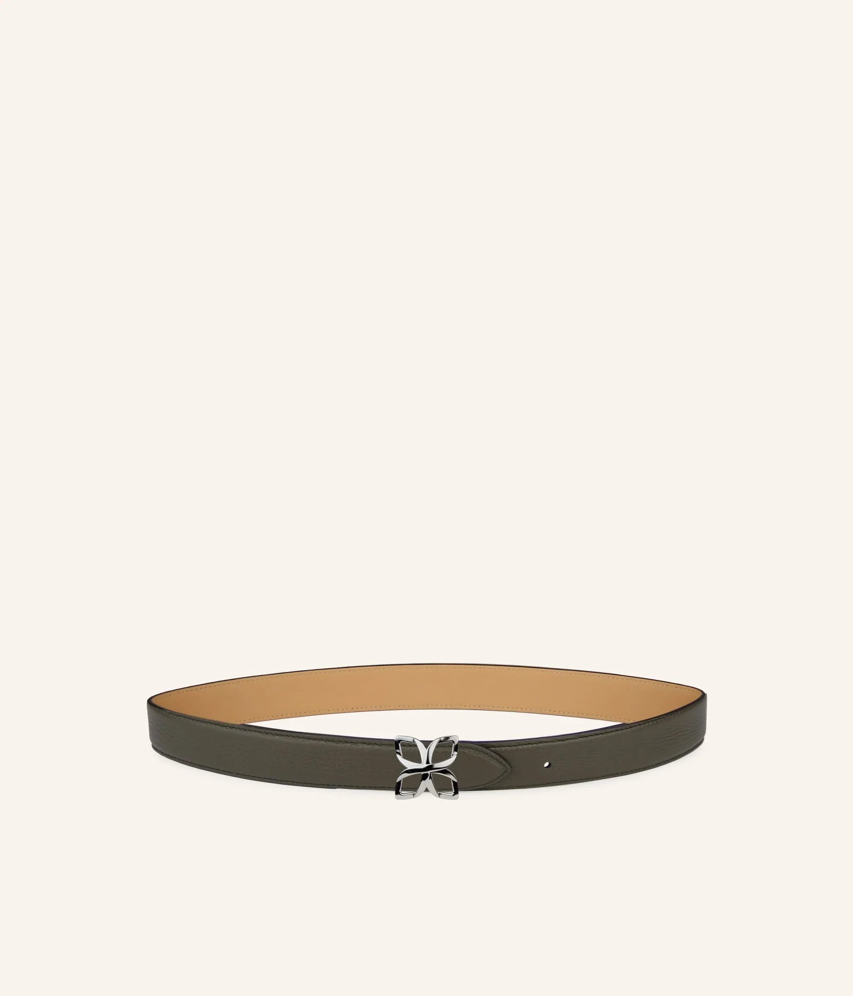 Ceinture Hortensia Argenté 25mm | Vert Olive Cookie