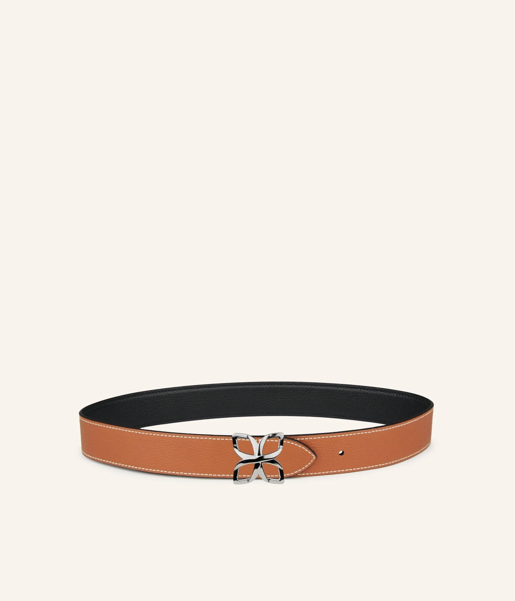 Ceinture Hortensia Argenté 33mm | Noir Caramel - Image 2