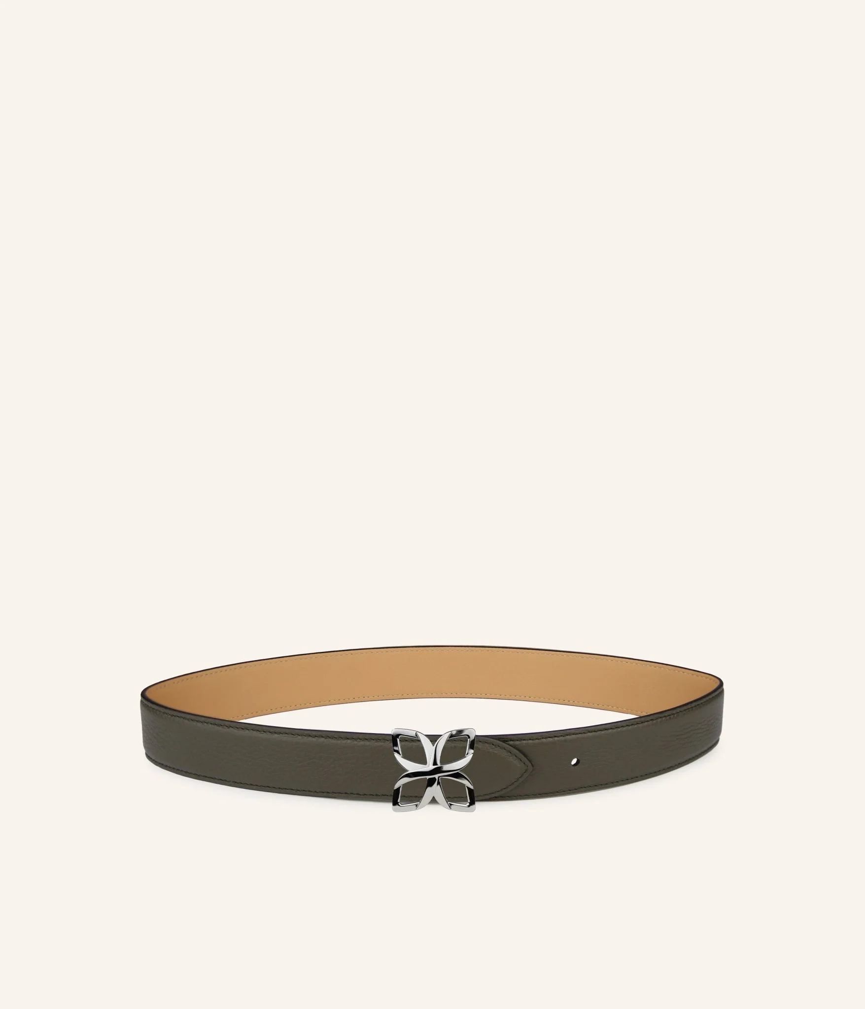 Ceinture Hortensia Argenté 33mm | Vert Olive Cookie