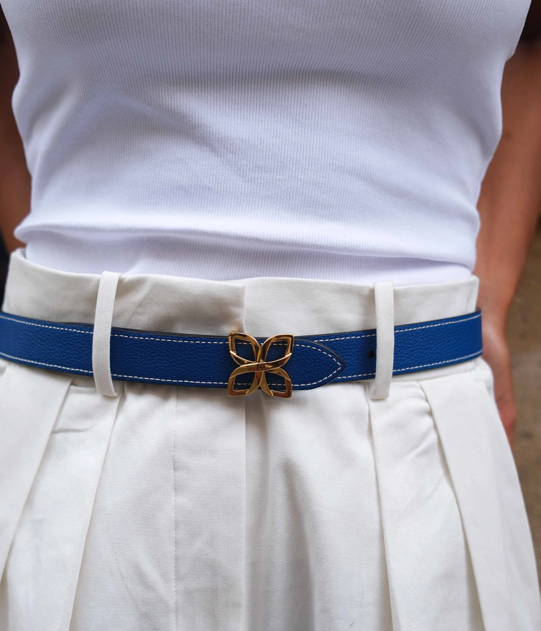 Ceinture Hortensia Doré 25mm | Bleu Marine Bleu Cobalt - Image 2