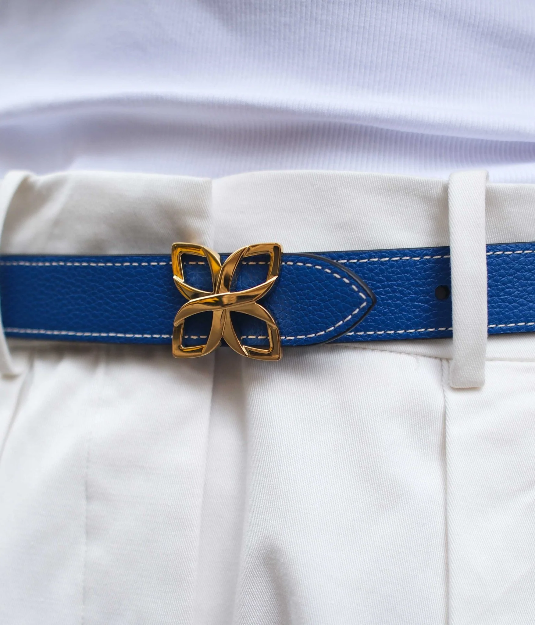 Ceinture Hortensia Doré 25mm | Bleu Marine Bleu Cobalt - Image 3