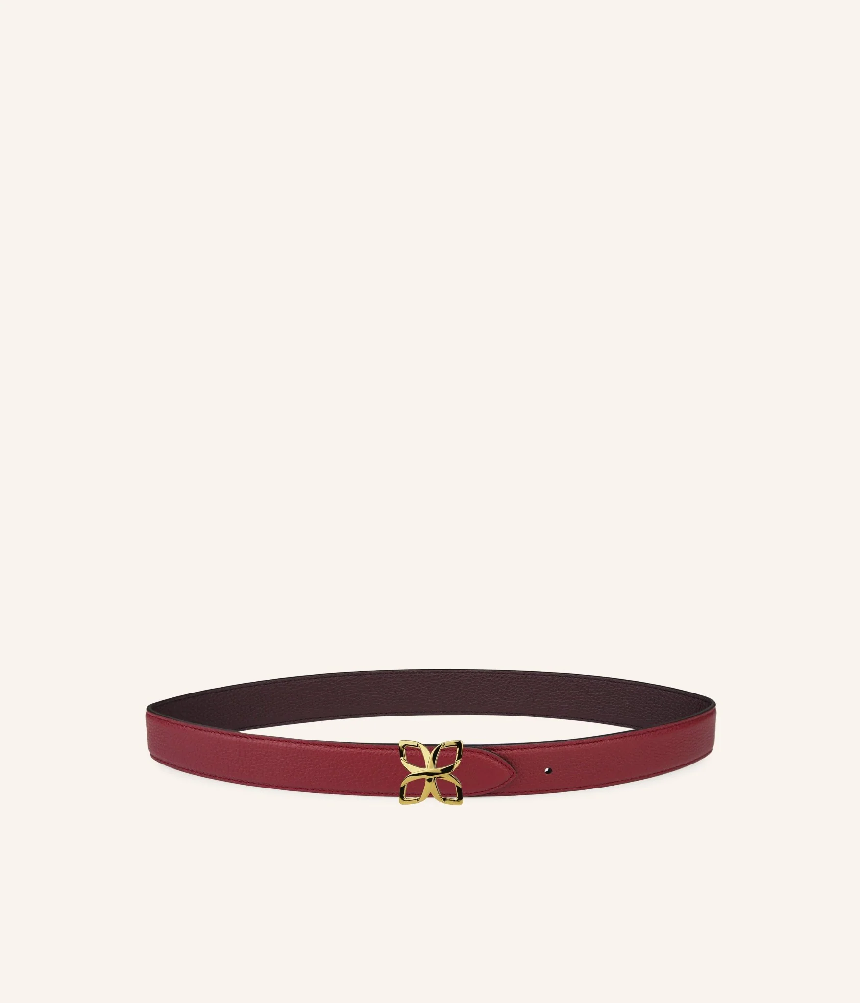 Ceinture Hortensia Doré 25mm | Bordeaux Prune