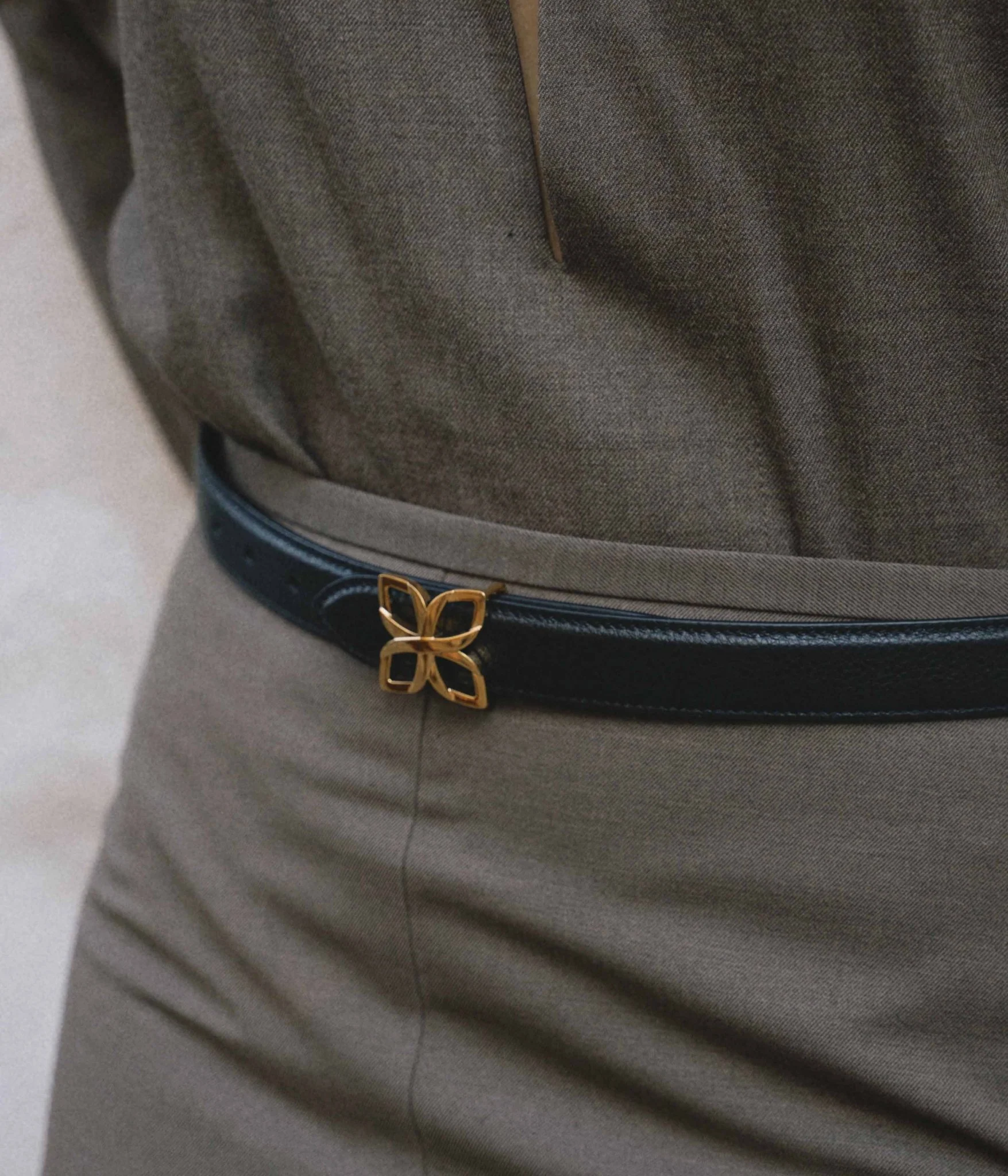 Ceinture Hortensia Doré 25mm | Noir Caramel - Image 2