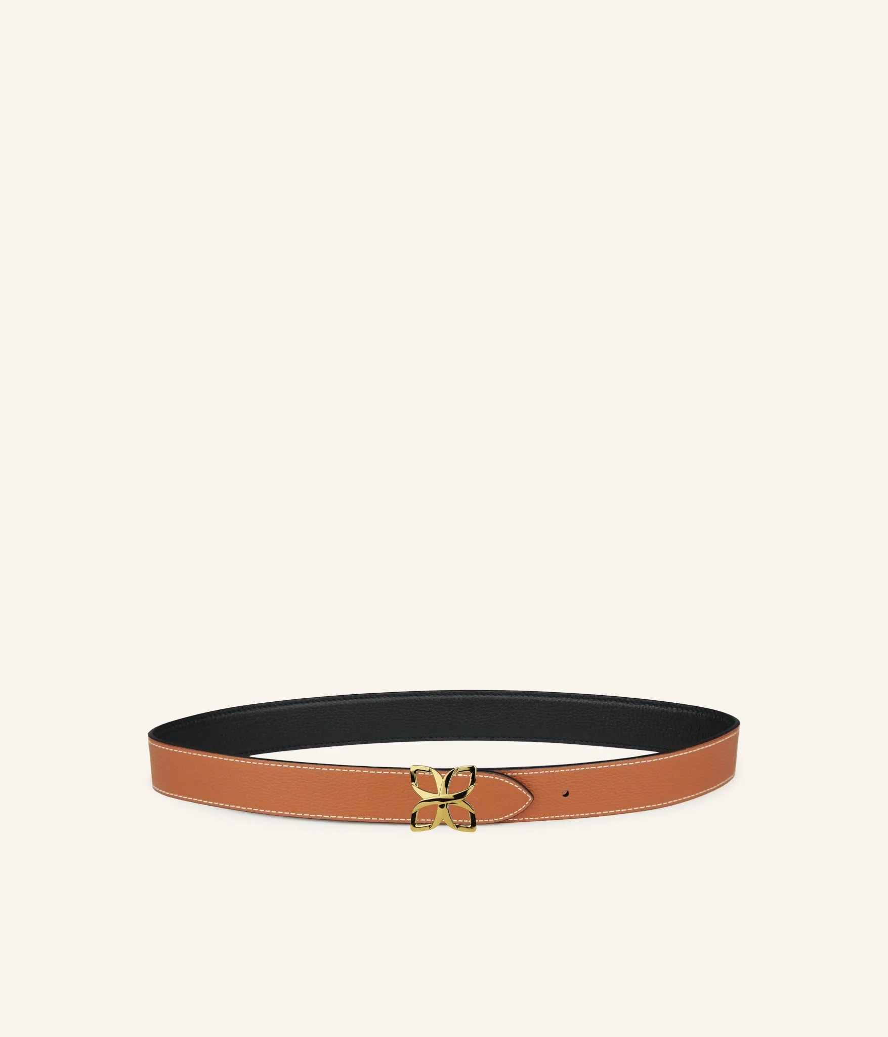 Ceinture Hortensia Doré 25mm | Noir Caramel - Image 4