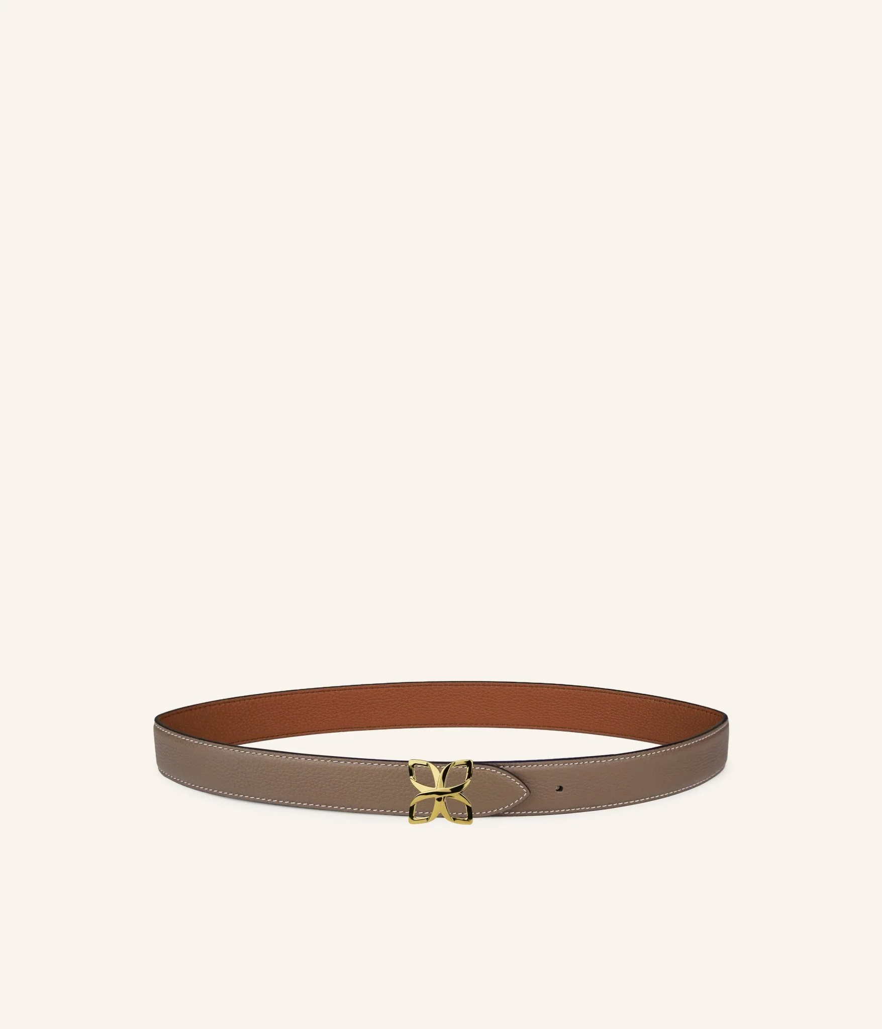 Ceinture Hortensia Doré 25mm | Taupe Marron