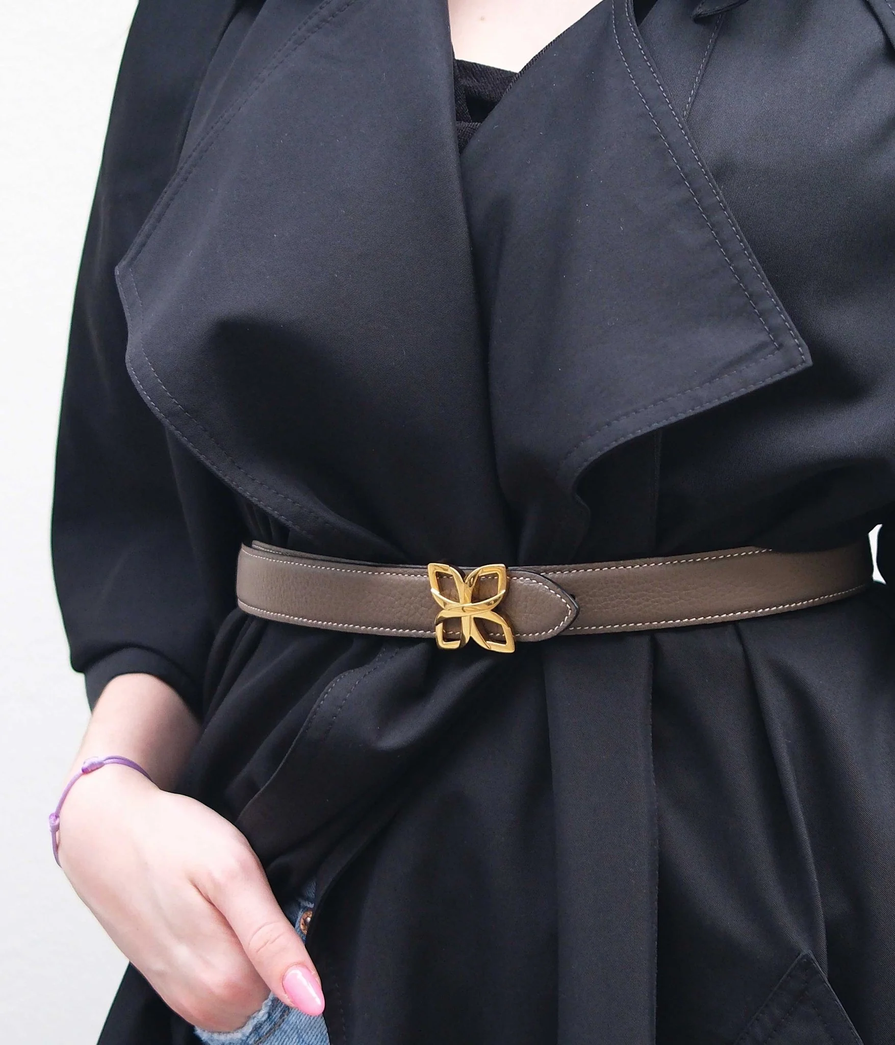 Ceinture Hortensia Doré 25mm | Taupe Marron - Image 2