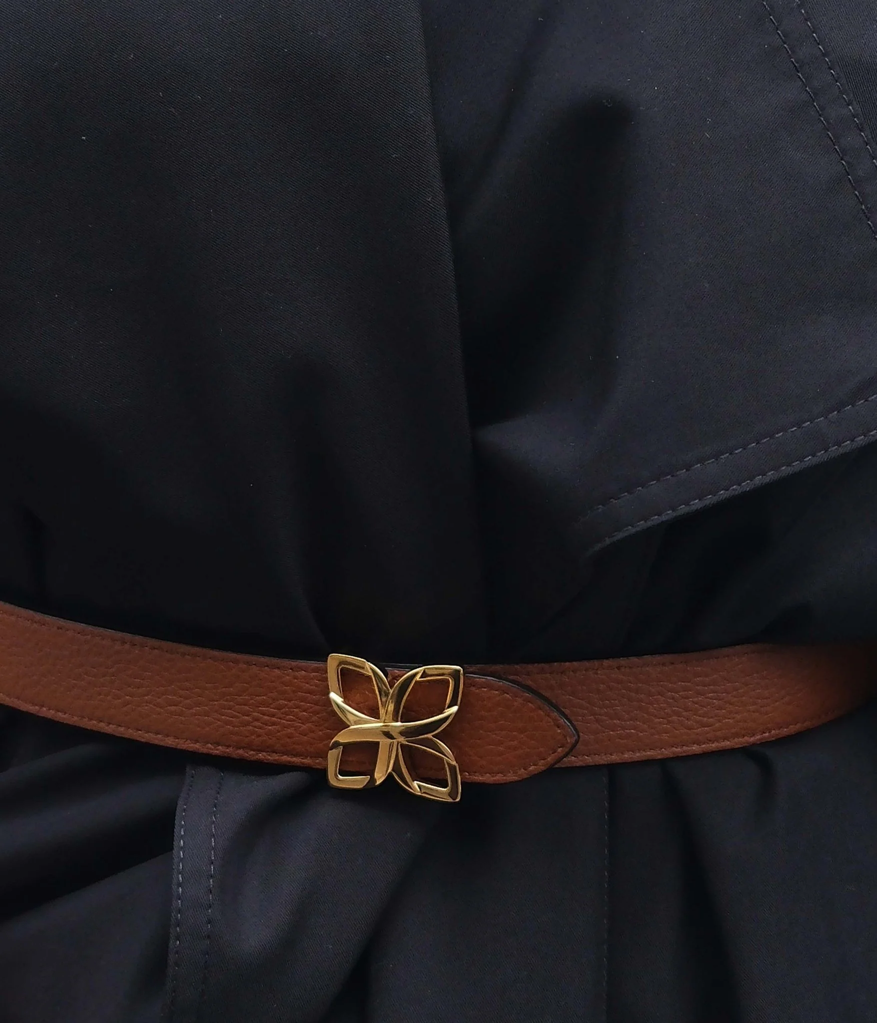 Ceinture Hortensia Doré 25mm | Taupe Marron - Image 4