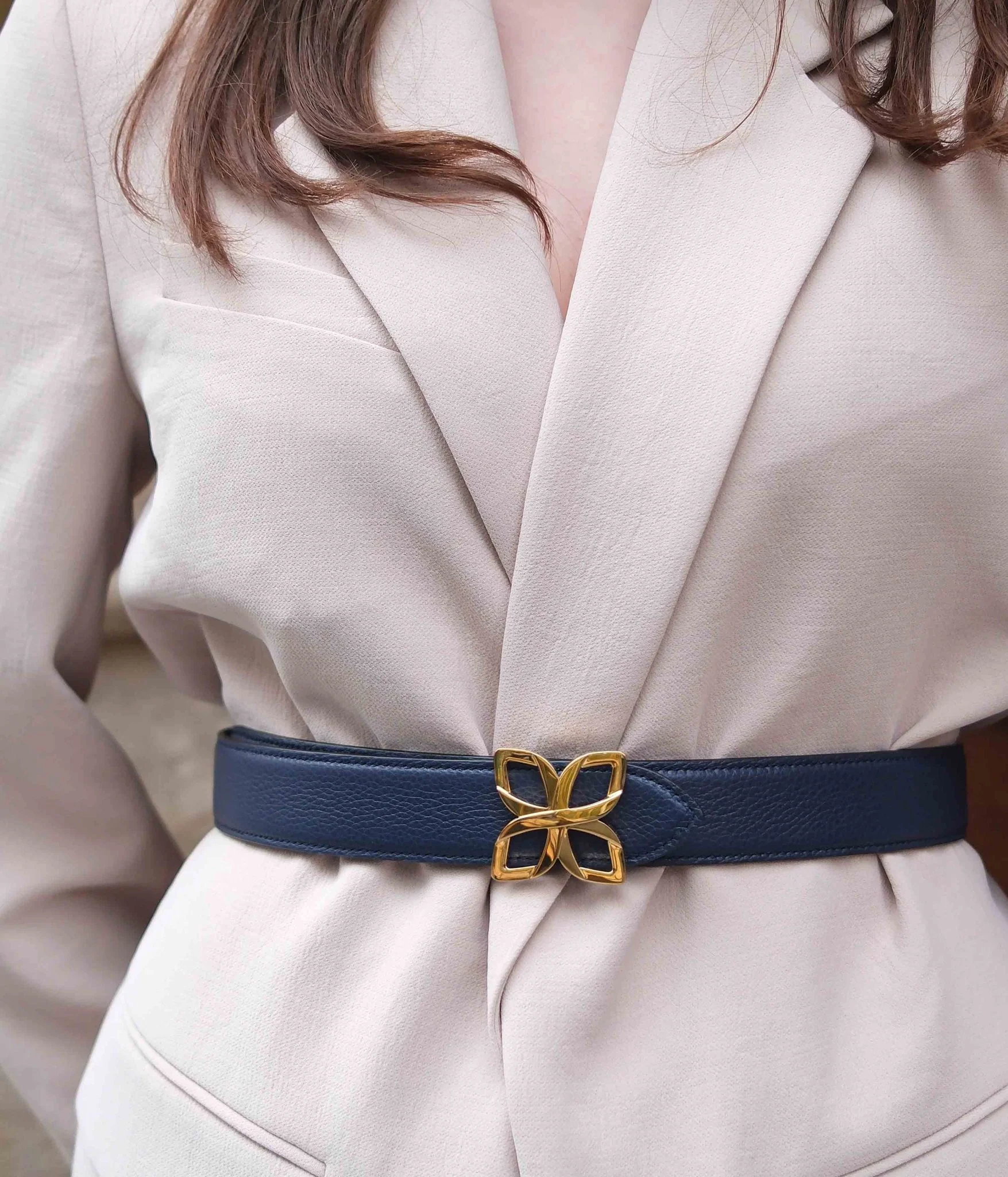 Ceinture Hortensia Doré 33mm | Bleu Marine Bleu Cobalt - Image 3