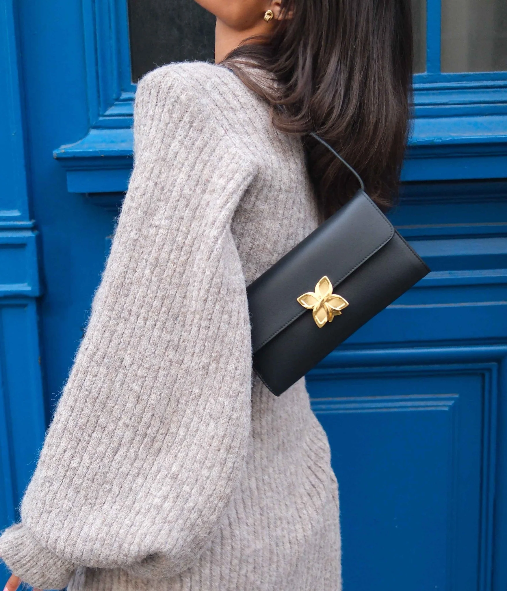 Hortensia Clutch | Noir Lisse - Image 3