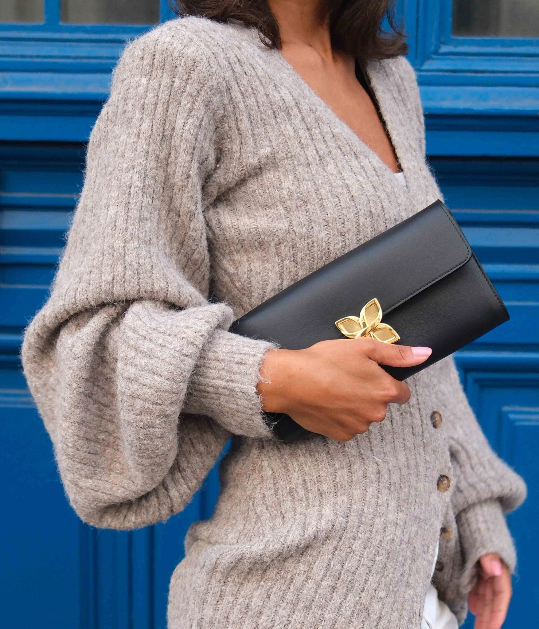 Hortensia Clutch | Noir Lisse - Image 9